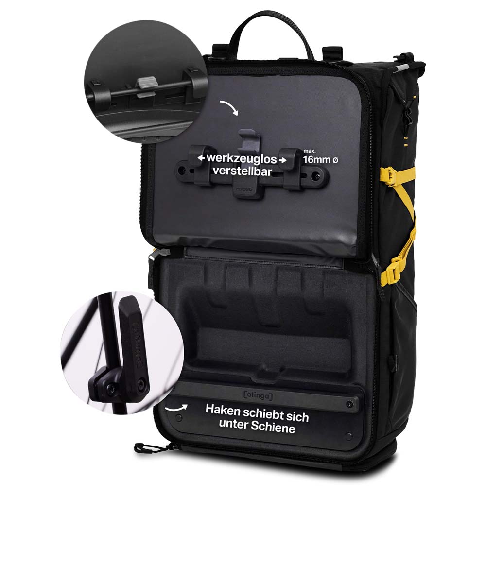 OTINGA Bundle: Bike and Hike Fahrrad-Rucksack + Lenkertasche