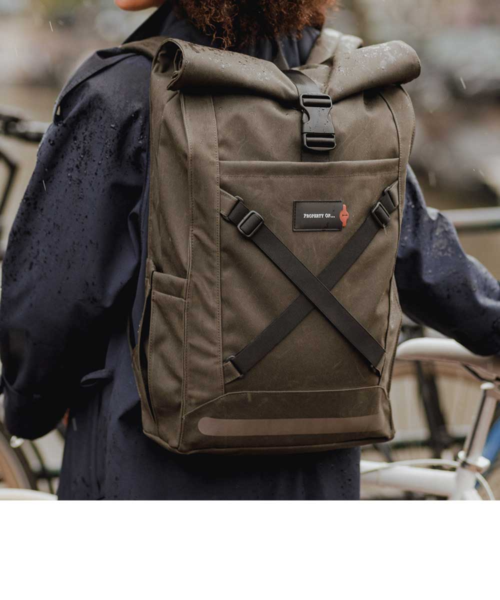 Property of Bike Pack Lenny roll top backpack made from recycled PET bottles