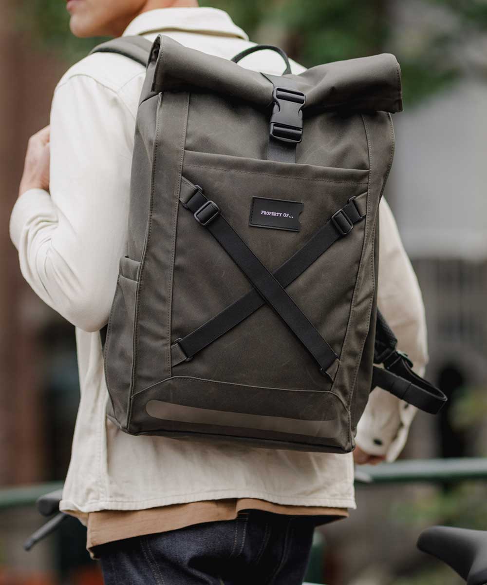 Property of Bike Pack Lenny roll top backpack made from recycled PET bottles