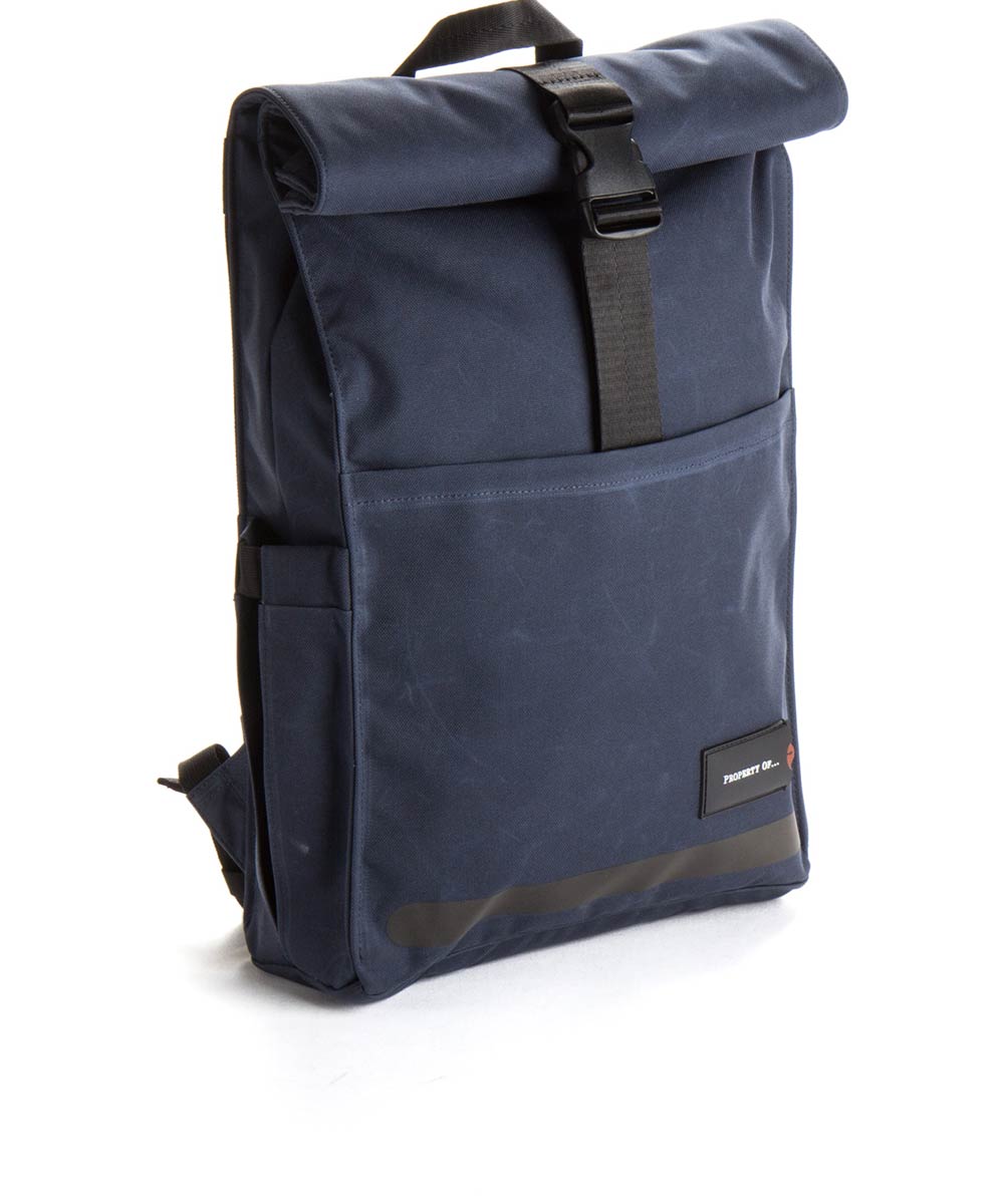 Property of Max reflective roll top backpack